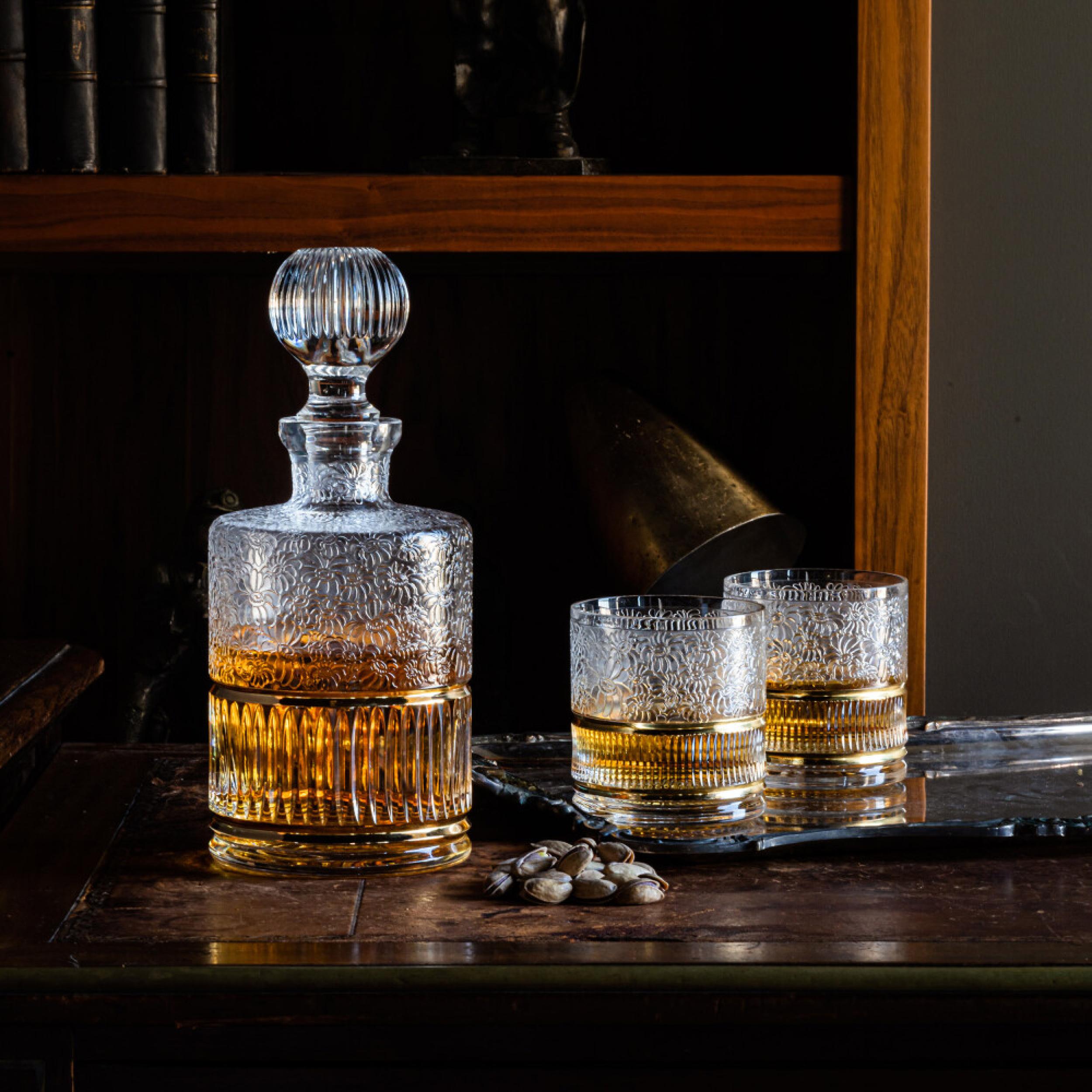 D'oro Cut Crystal Whiskey Glasses, Set of 2