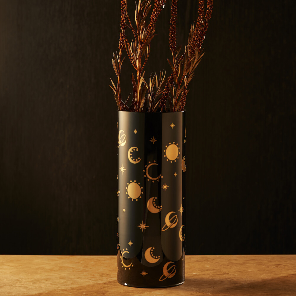 Celeste Notte Black and Gold Modern Vase