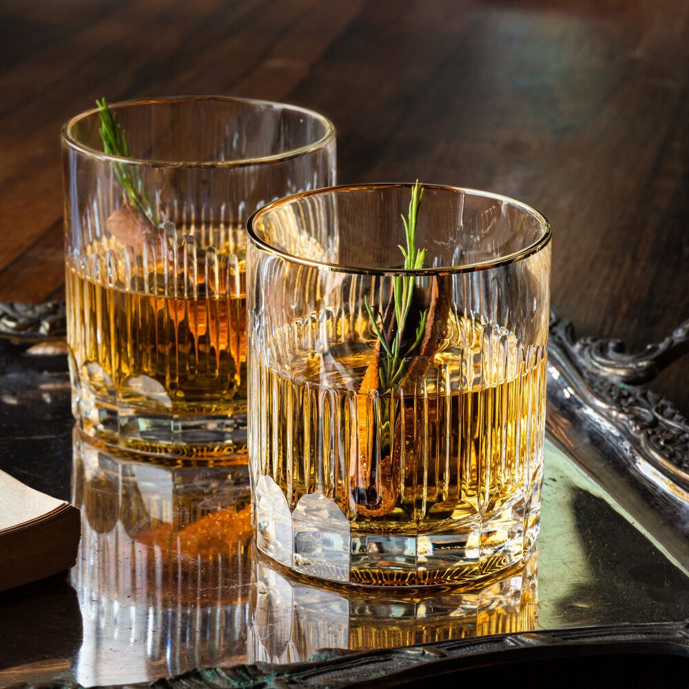 Sollevare Cut Crystal Whiskey Glasses, Set of 2